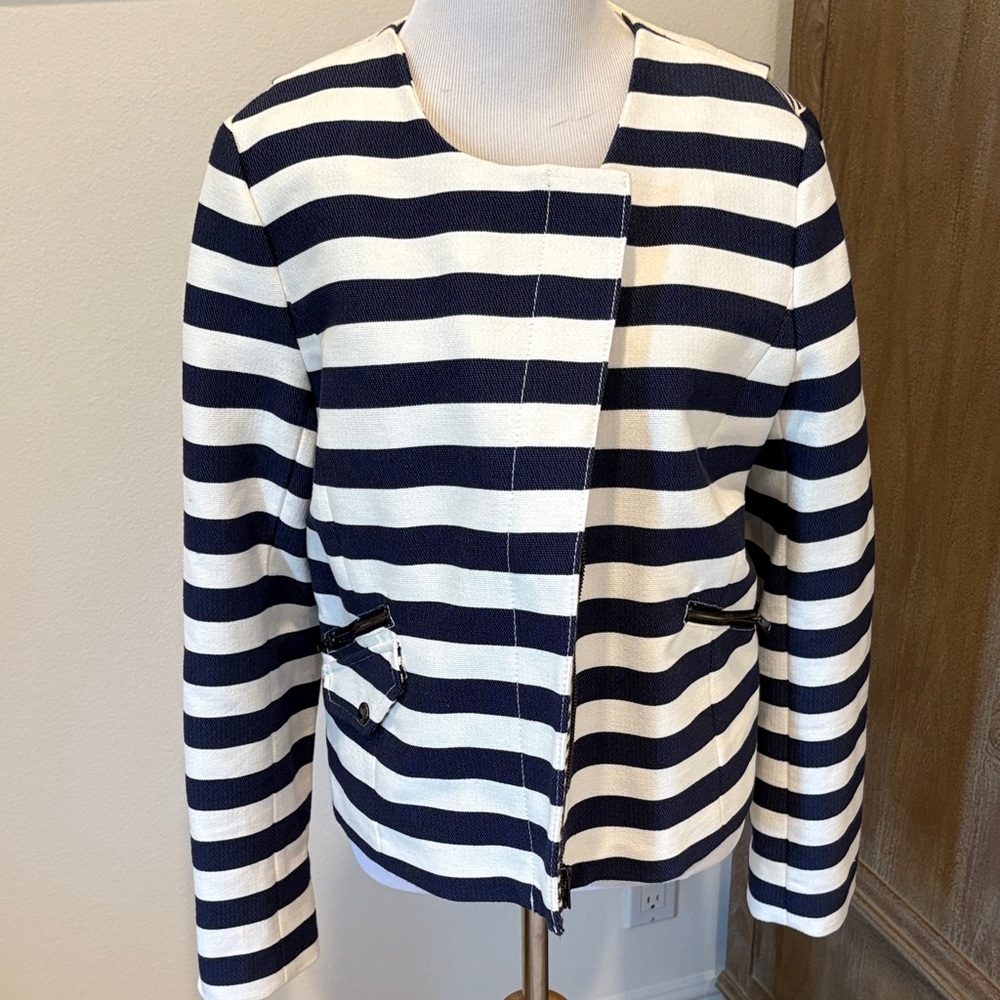 Banana Republic Navy and White Striped Blazer